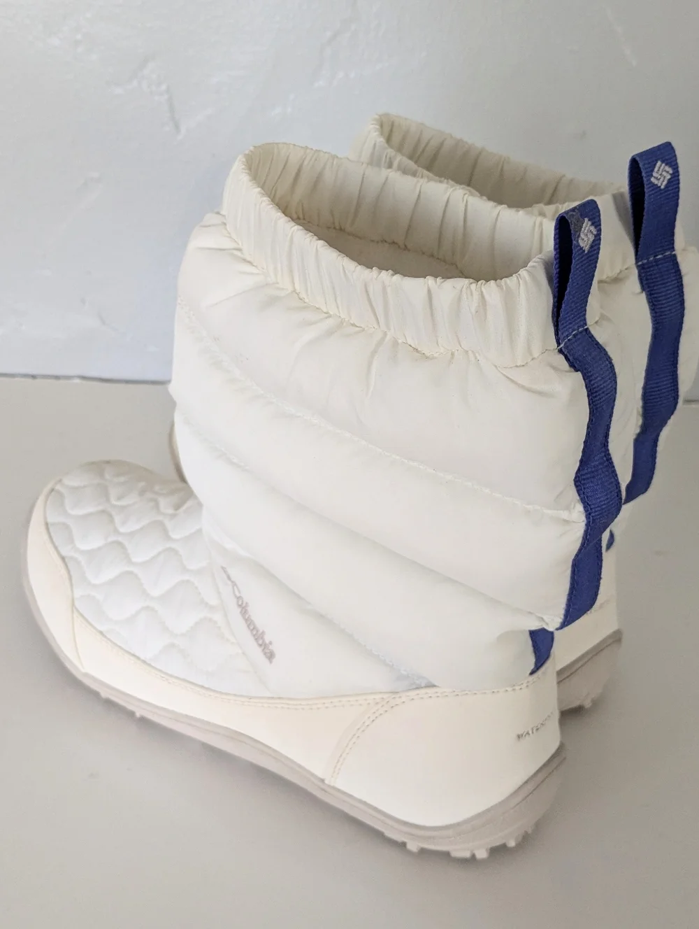 Columbia Minx Shorty Omni-Heat Waterproof Boots - White/Blue - Size 8